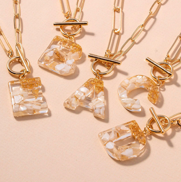 Acetate Initial Chain Necklace