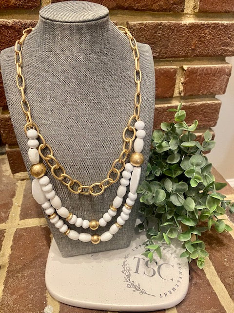 Layered Wood Bead Necklace