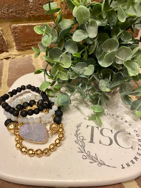 Druzy Stone Bracelet Set