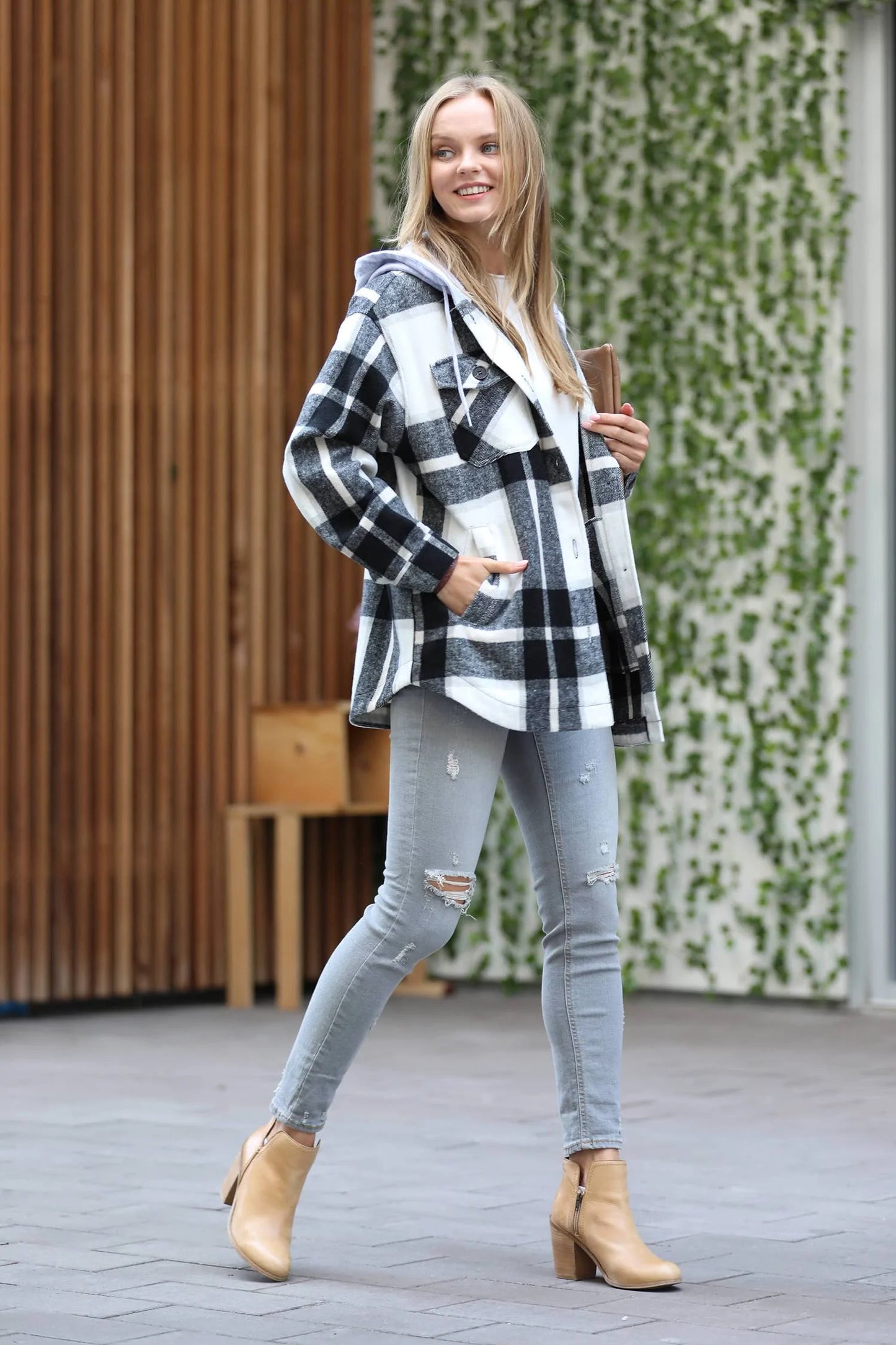 Plaid Hooded Shacket