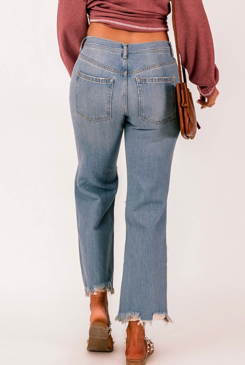 Distressed Straight Leg Jean