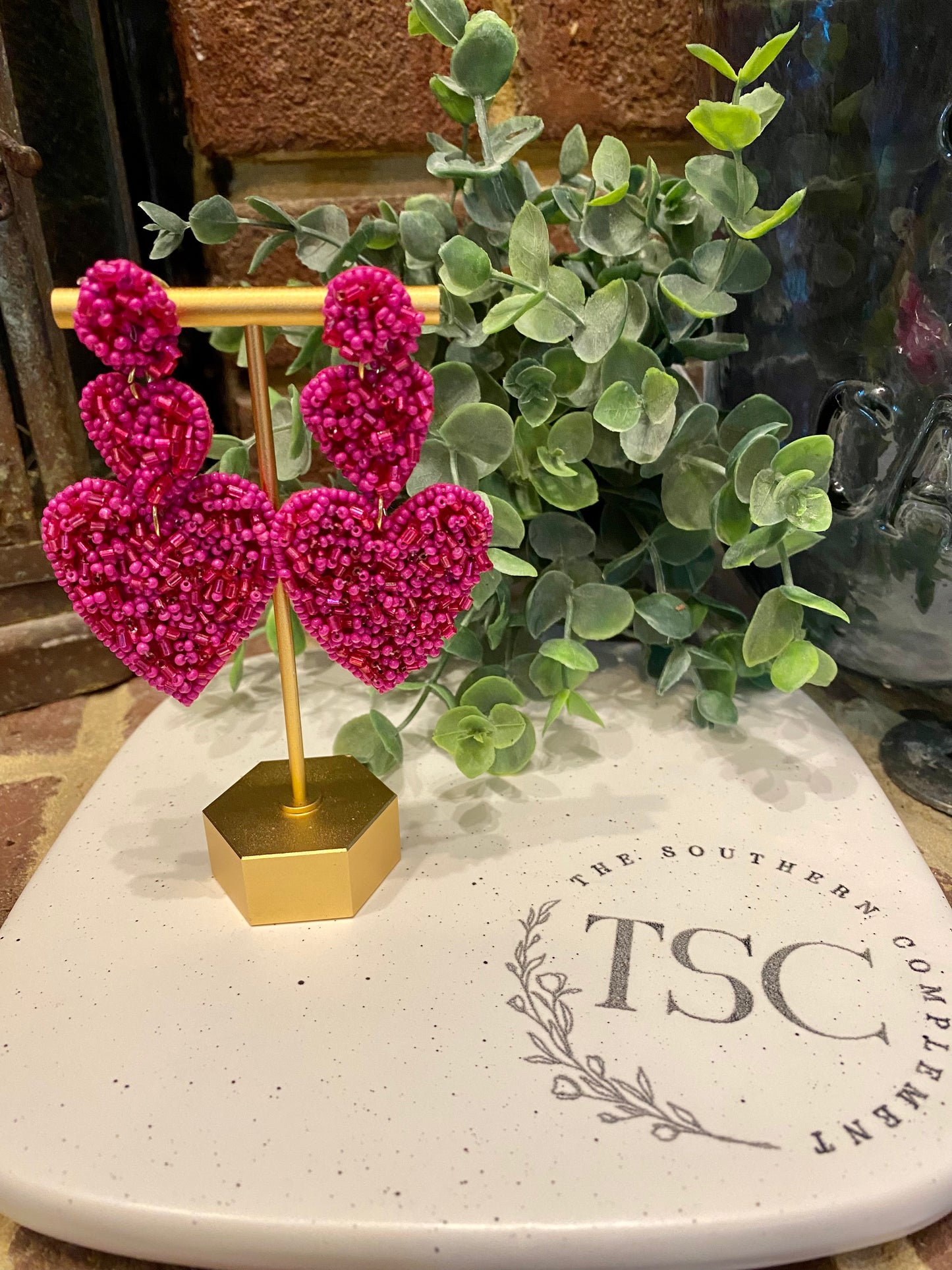 Seed Bead Heart Dangle