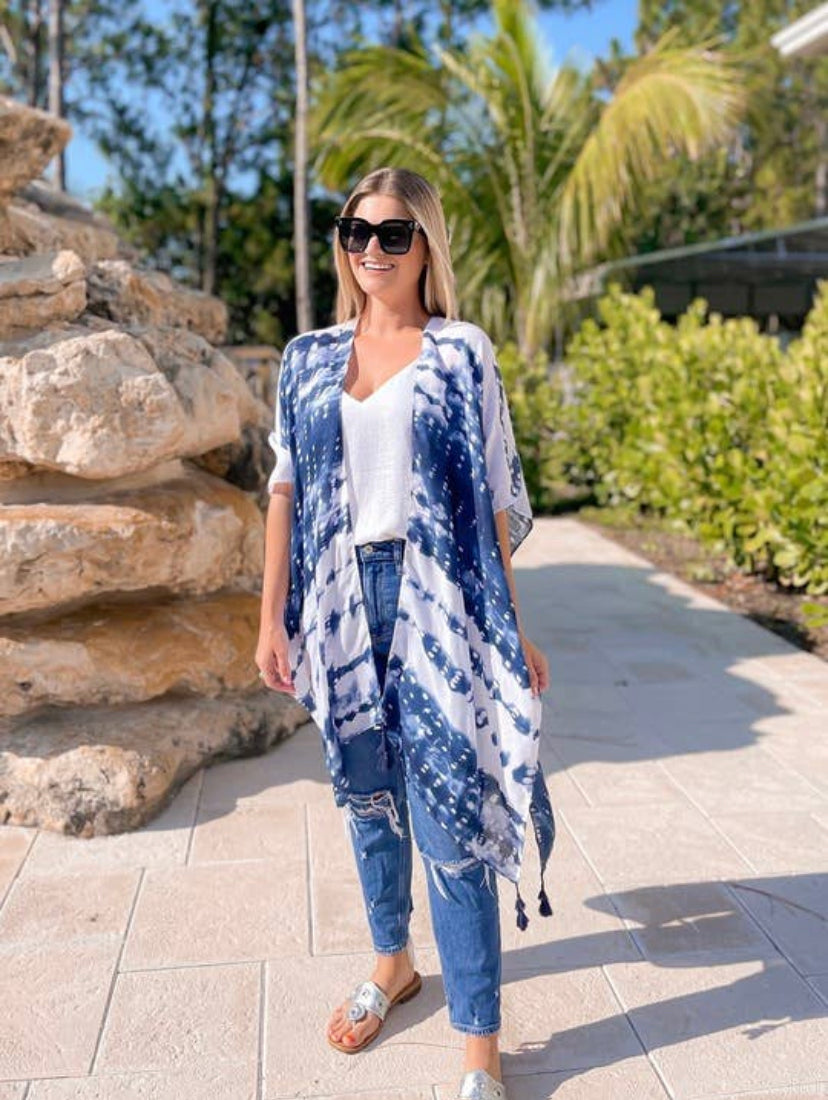 Tie Dye Tassel Kimono