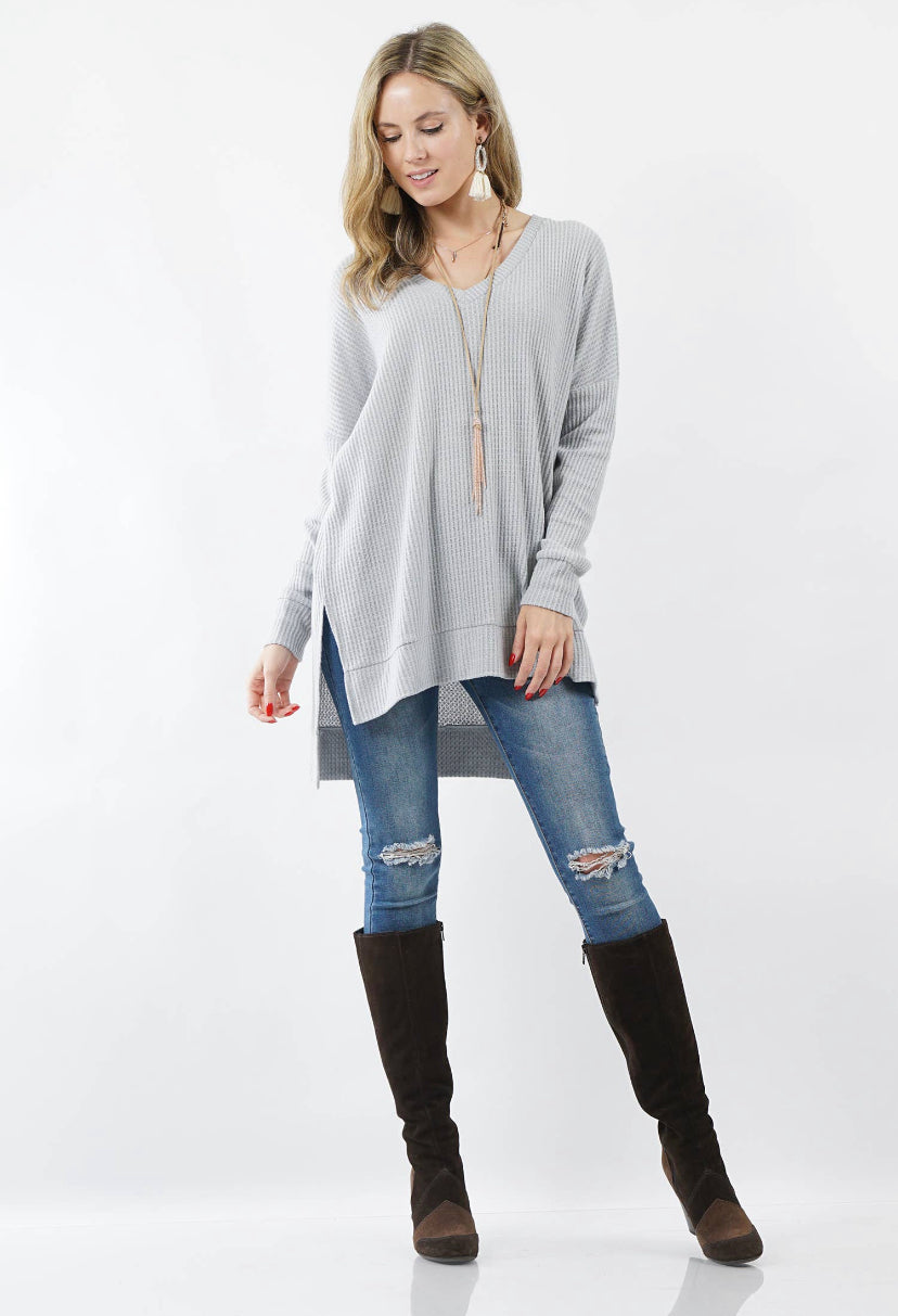 Waffle V-Neck Sweater