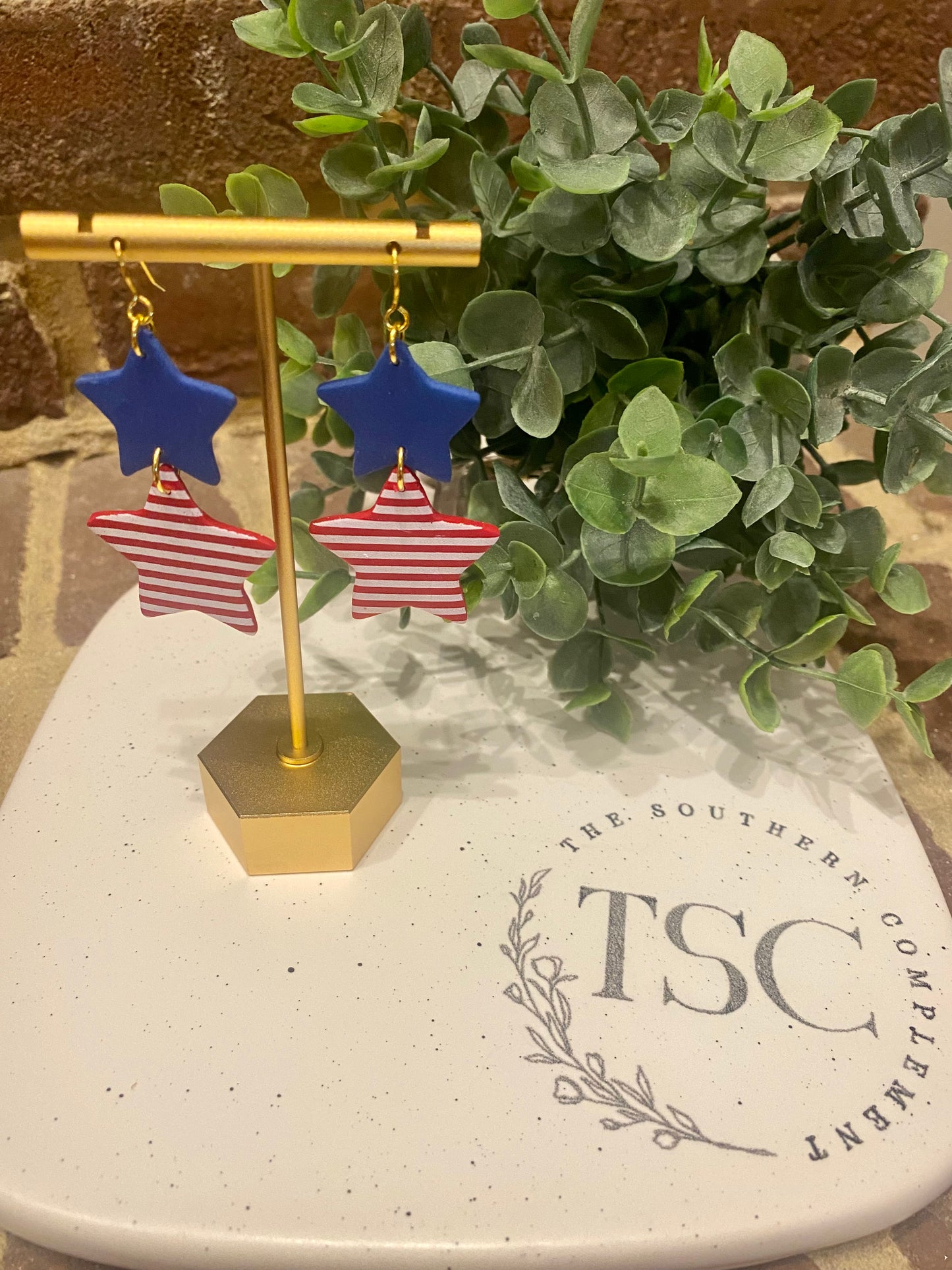 4th of July Double Star Earrings