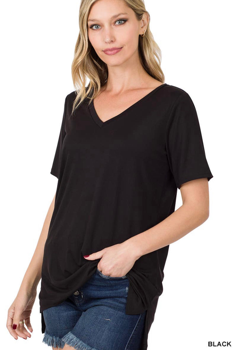 V-neck Hi-low Hem Top