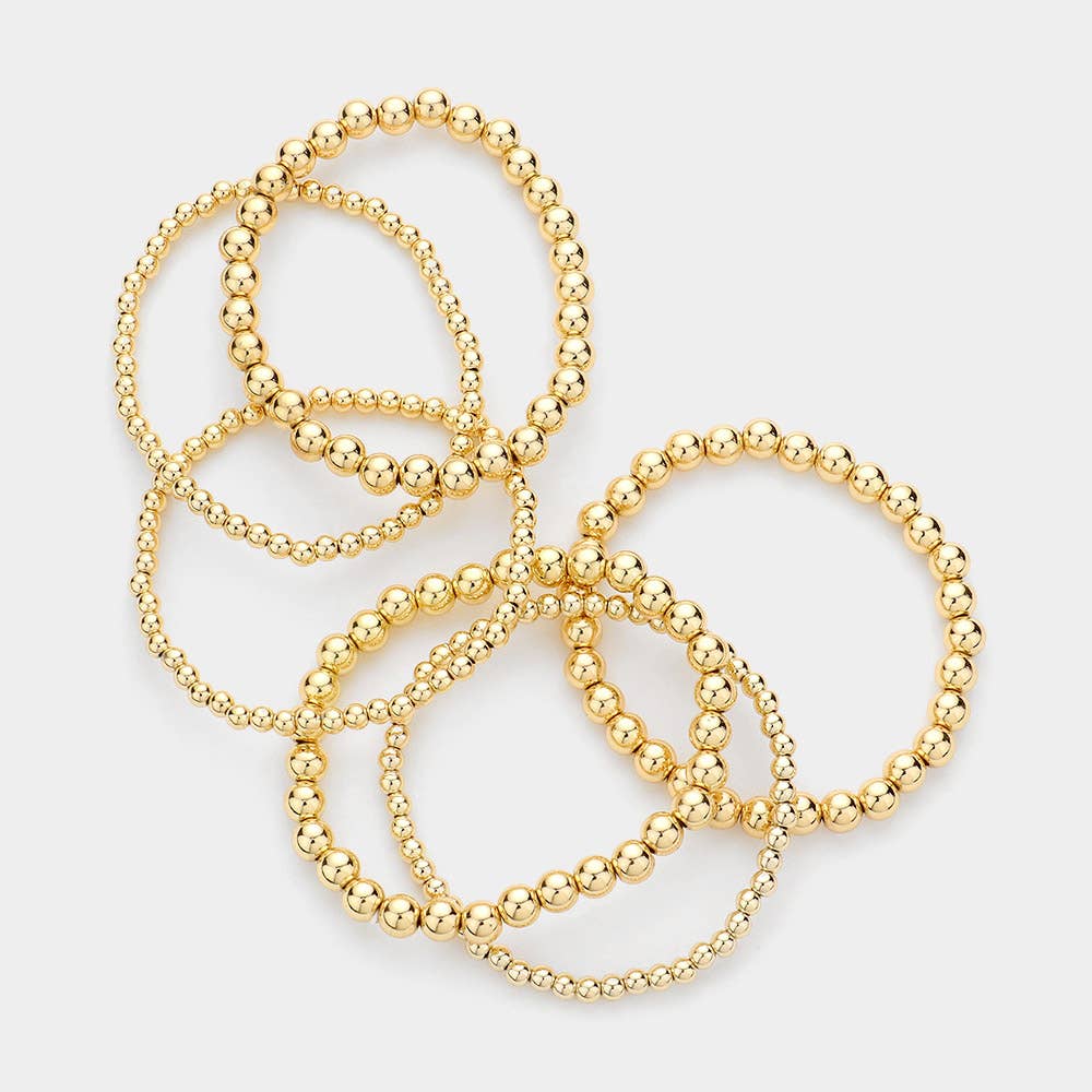 6PCS - Metal Ball Stretch Bracelets